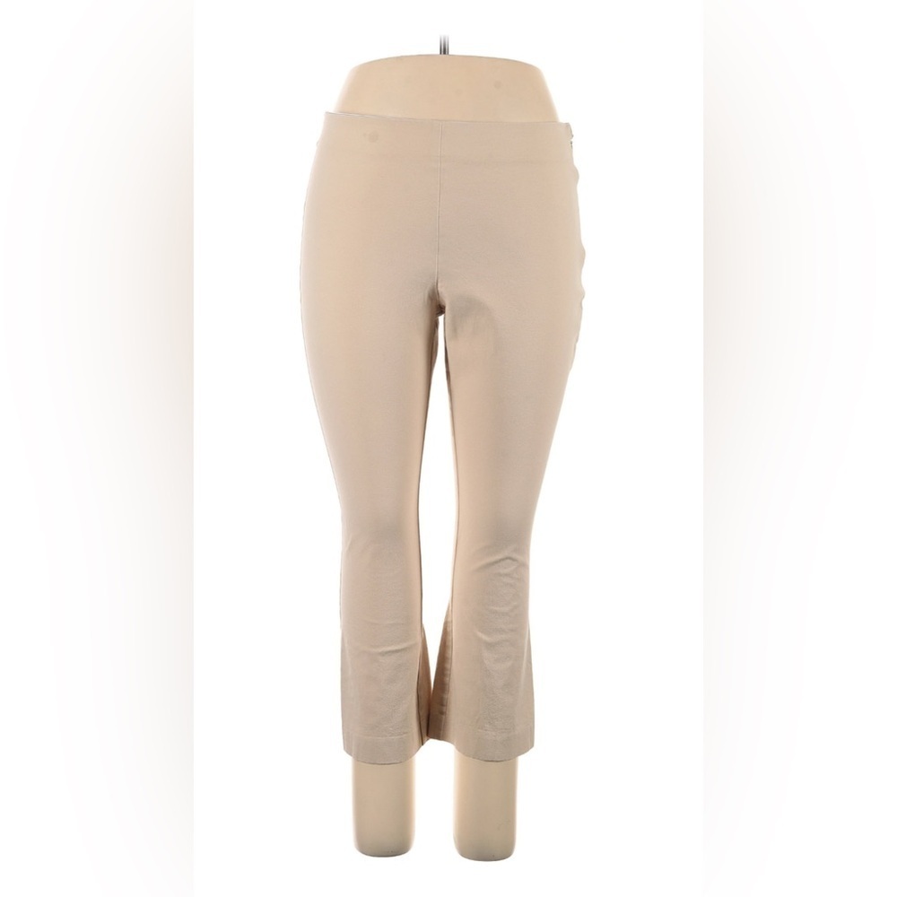 A NEW DAY Women's Cream Elastic Waist Straight Crop Stretch Pants in siz…